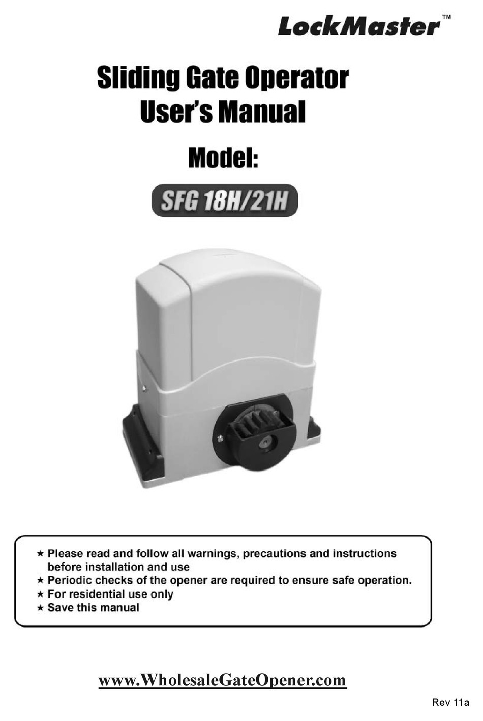 LOCKMASTER SFG 18H USER MANUAL Pdf Download ManualsLib