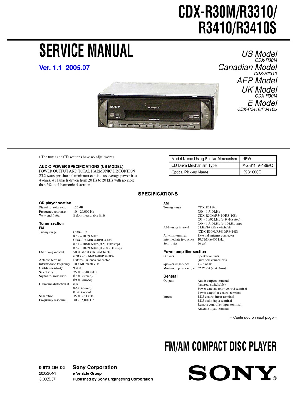 Sony Cdx R30m Service Manual Pdf - Sony Cdx R30m Wiring Diagram Sony Cdx R30m Service Manual Pdf - Sony Cdx R30m Wiring Diagram