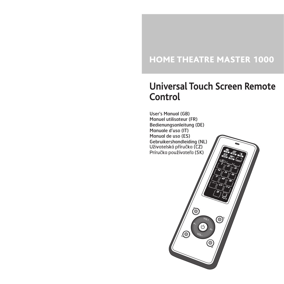 UNIVERSAL REMOTE CONTROL HOME THEATRE MASTER 1000 USER MANUAL Pdf