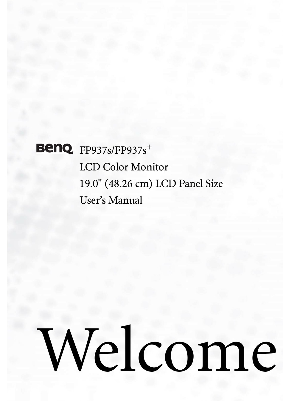 Benq Fp937s User Manual Pdf Download Manualslib