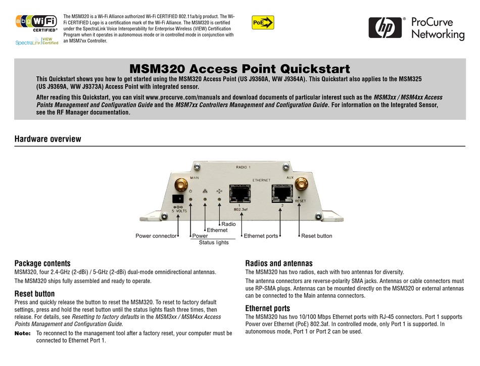 HP MSM320 QUICK START Pdf Download | ManualsLib