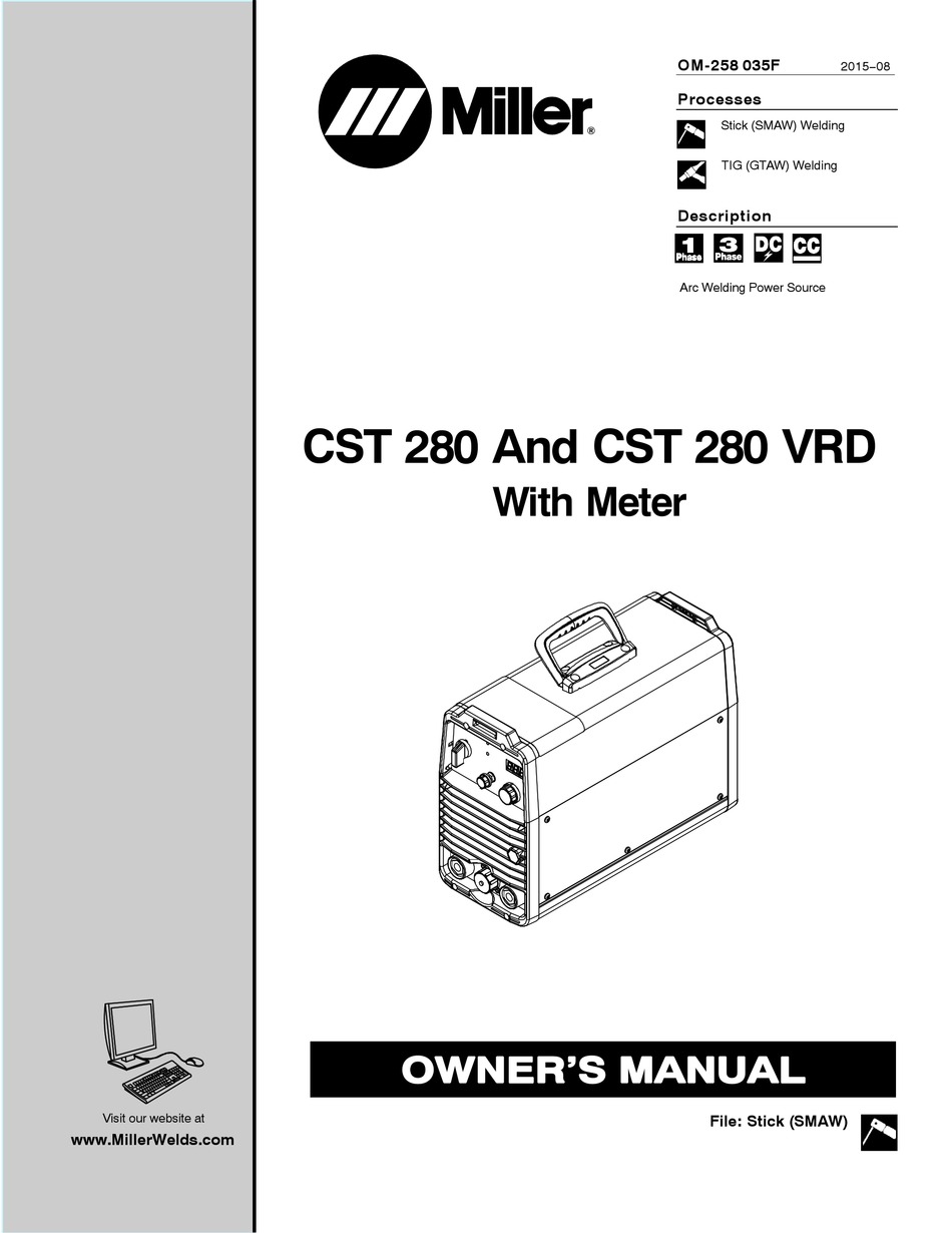 MILLER CST 280 OWNER'S MANUAL Pdf Download | ManualsLib