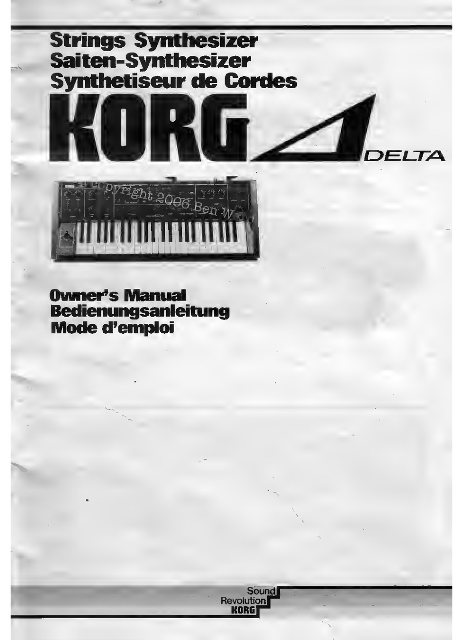 Korg Delta Owner S Manual Pdf Download Manualslib