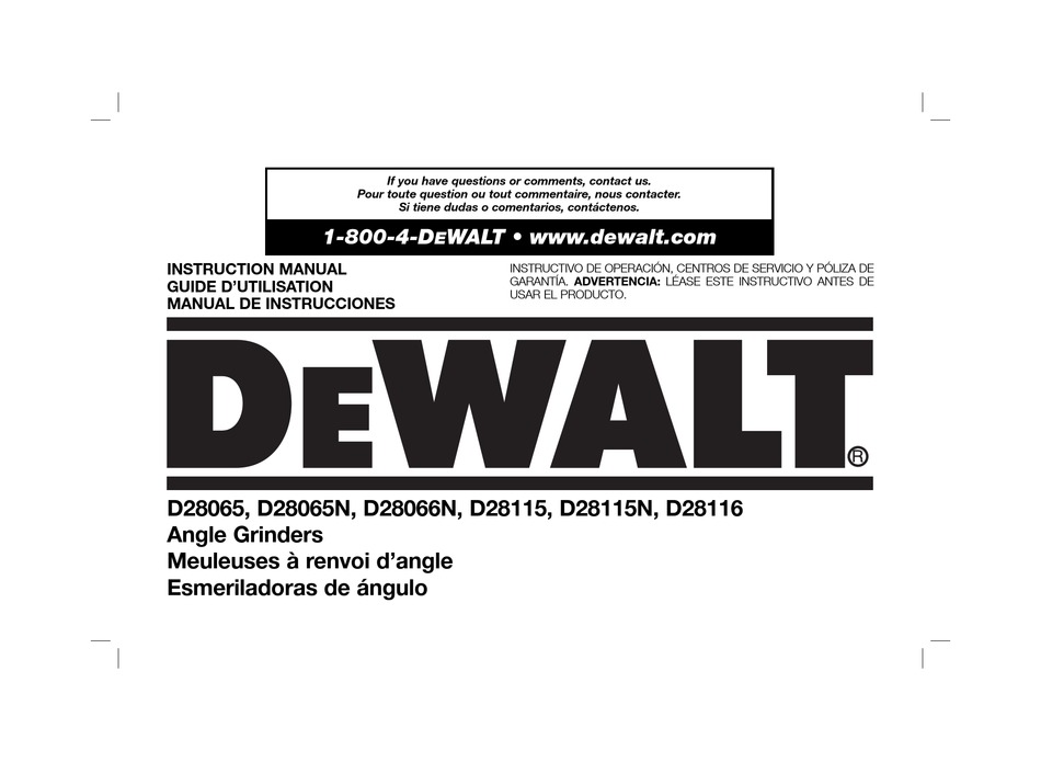 DEWALT D28065 INSTRUCTION MANUAL Pdf Download | ManualsLib