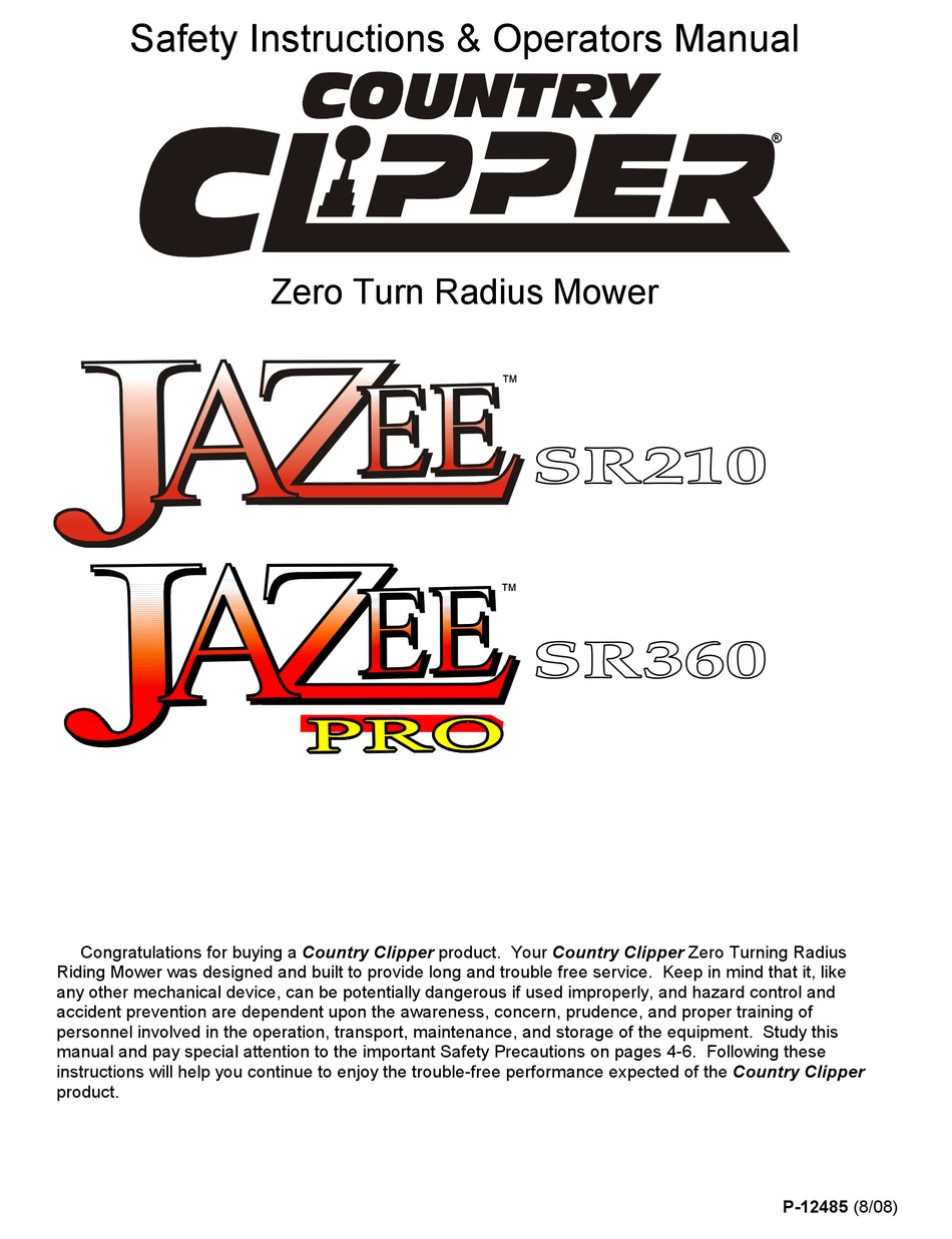 COUNTRY CLIPPER JAZEE SR210 OPERATOR