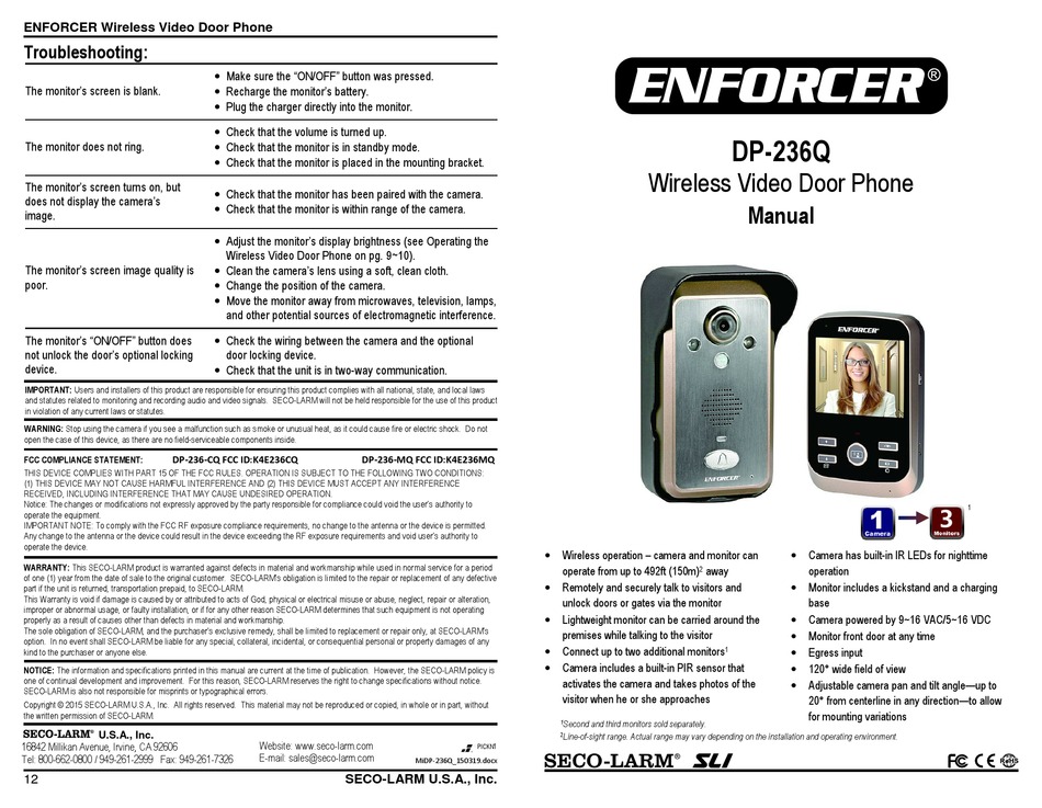 ENFORCER DP236Q MANUAL Pdf Download ManualsLib