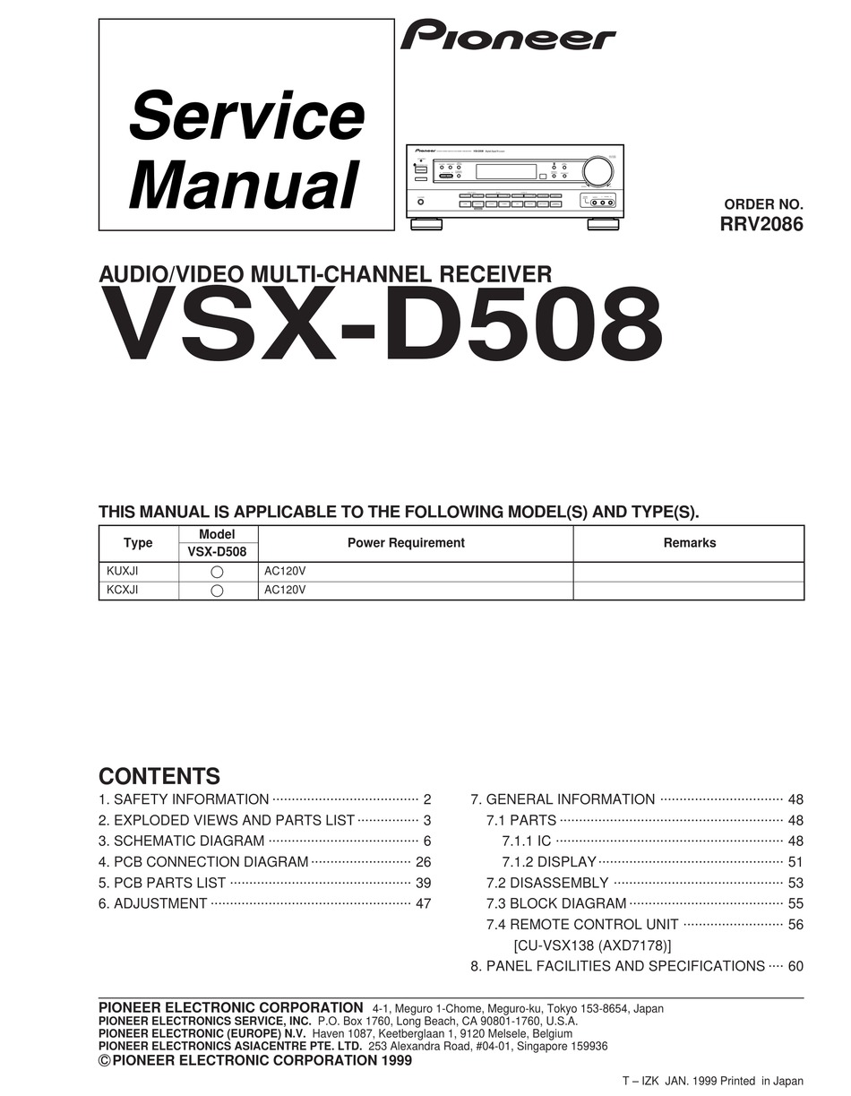 PIONEER VSX-D508 SERVICE MANUAL Pdf Download | ManualsLib