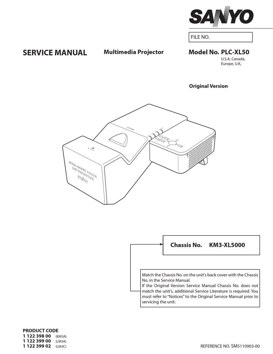 SANYO PLCXL50 SERVICE MANUAL Pdf Download ManualsLib