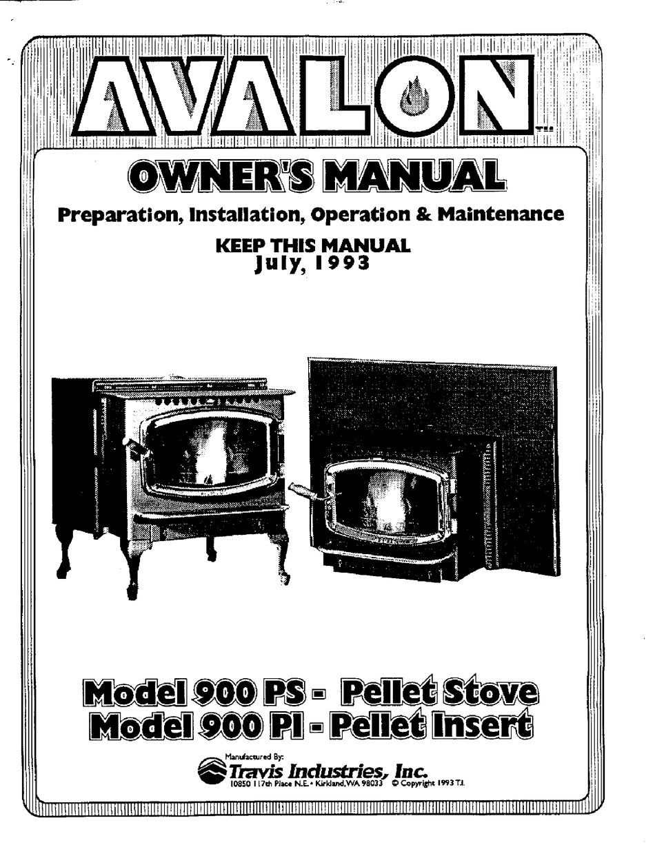 TRAVIS INDUSTRIES AVALON 900 PS OWNER'S MANUAL Pdf Download | ManualsLib