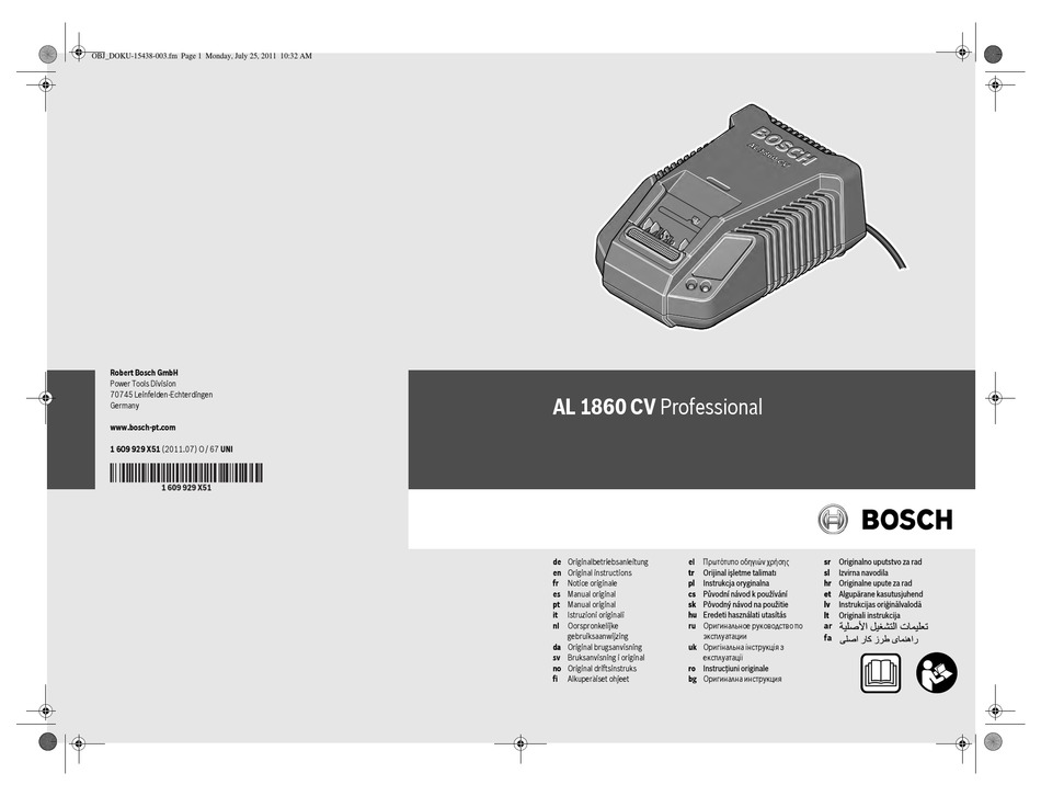 Bosch Al 1860 Cv Professional Original Instructions Manual Pdf Download Manualslib