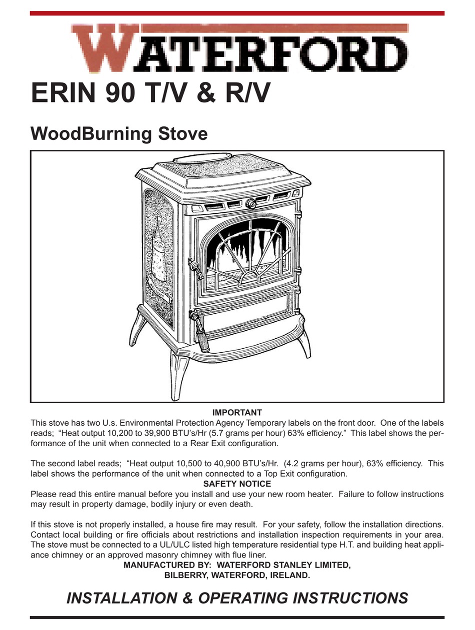 Waterford Erin 90 T V Installation Operating Instructions Manual Pdf Download Manualslib