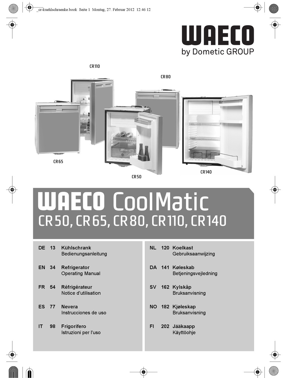 Waeco Coolmatic Cr 50 Operating Manual Pdf Download Manualslib