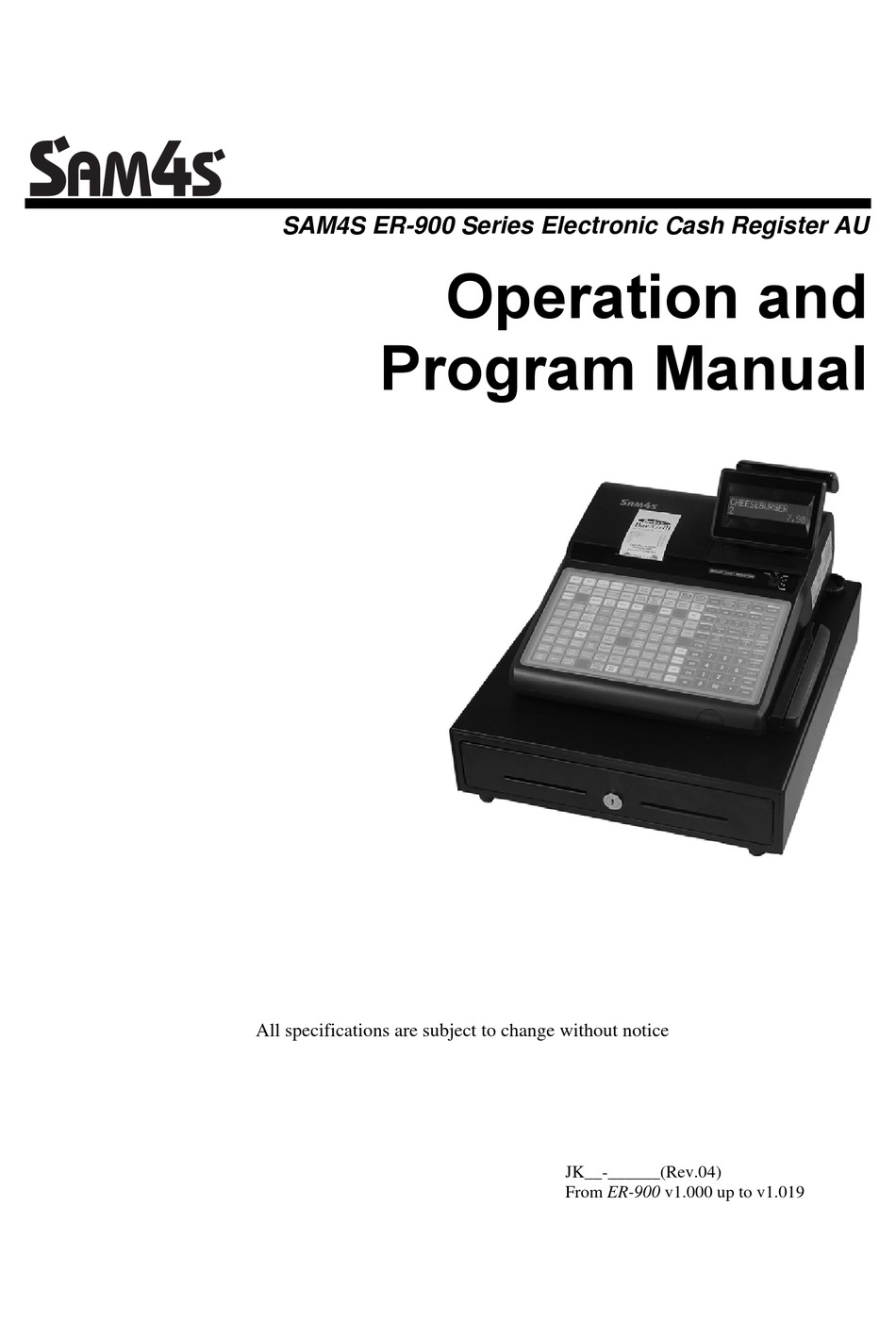 Sam4s Er 900 Series Operation And Program Manual Pdf Download Manualslib