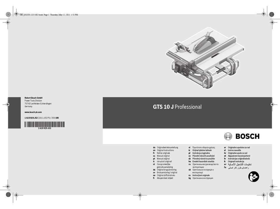 Bosch Gts 10 J Professional Original Instructions Manual Pdf Download Manualslib