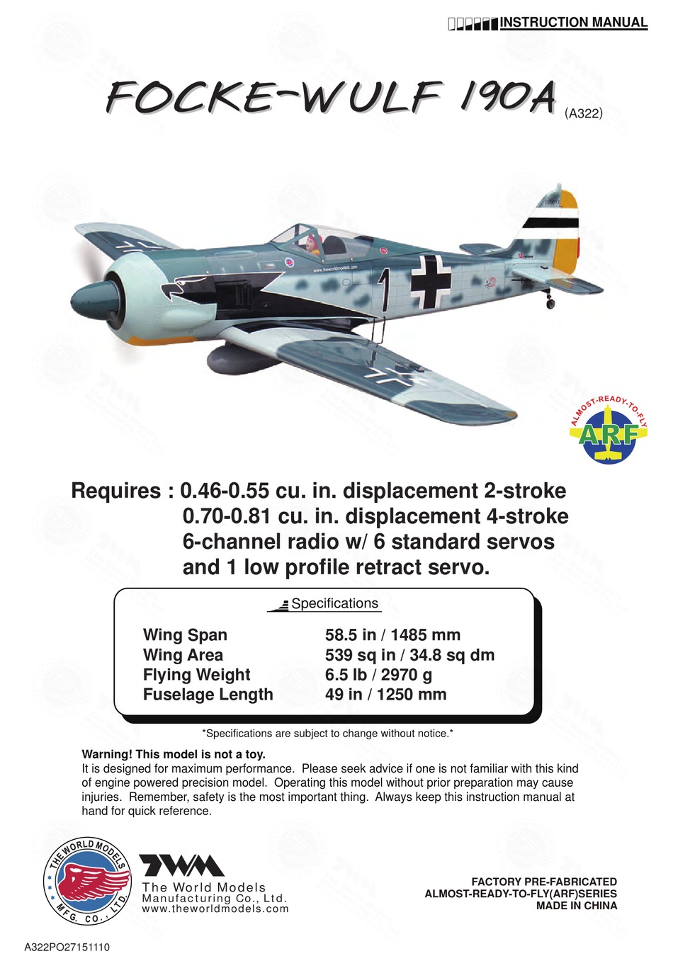 The World Models Focke Wulf 190a Instruction Manual Pdf Download