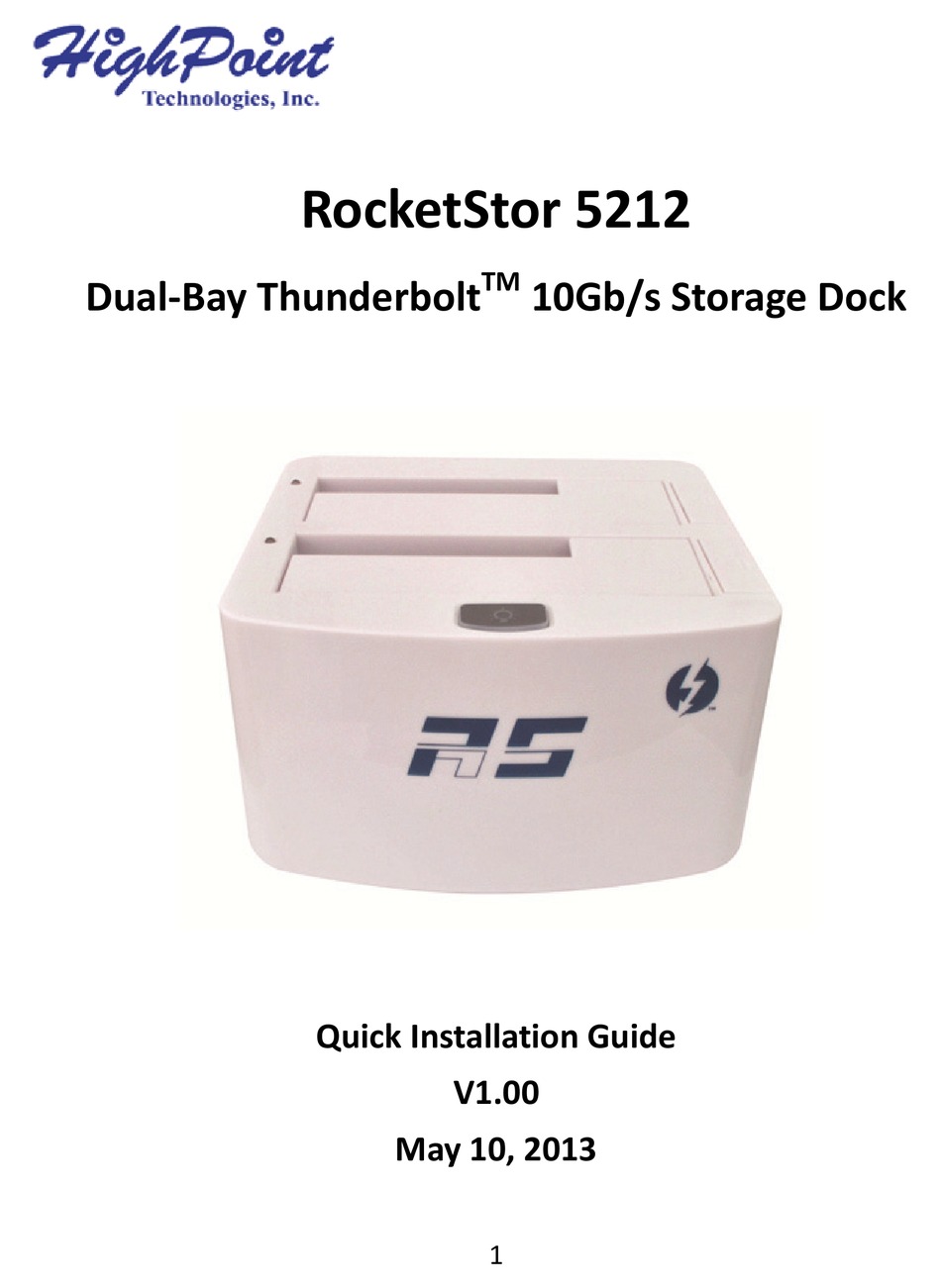 HIGHPOINT ROCKETSTOR 5212 QUICK INSTALLATION MANUAL Pdf Download |  ManualsLib