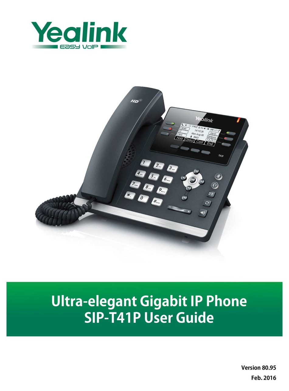 YEALINK SIPT41P USER MANUAL Pdf Download ManualsLib