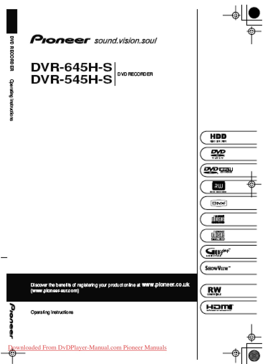 Pioneer Dvr 645h S Operating Instructions Manual Pdf Download Manualslib