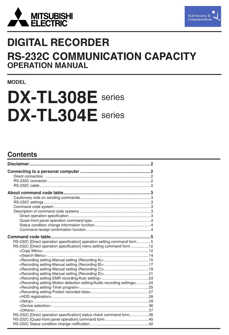MITSUBISHI ELECTRIC DX-TL308E SERIES OPERATION MANUAL Pdf Download
