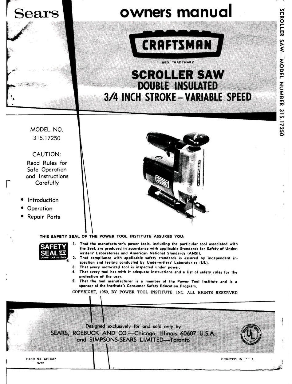 Craftsman 950156 Operator S Manual Pdf Download Manualslib