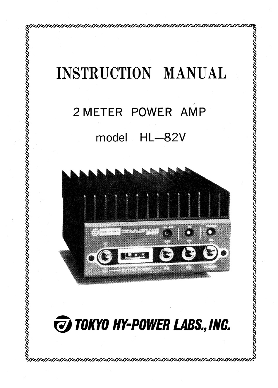 TOKYO HY-POWER HL-82V INSTRUCTION MANUAL Pdf Download | ManualsLib