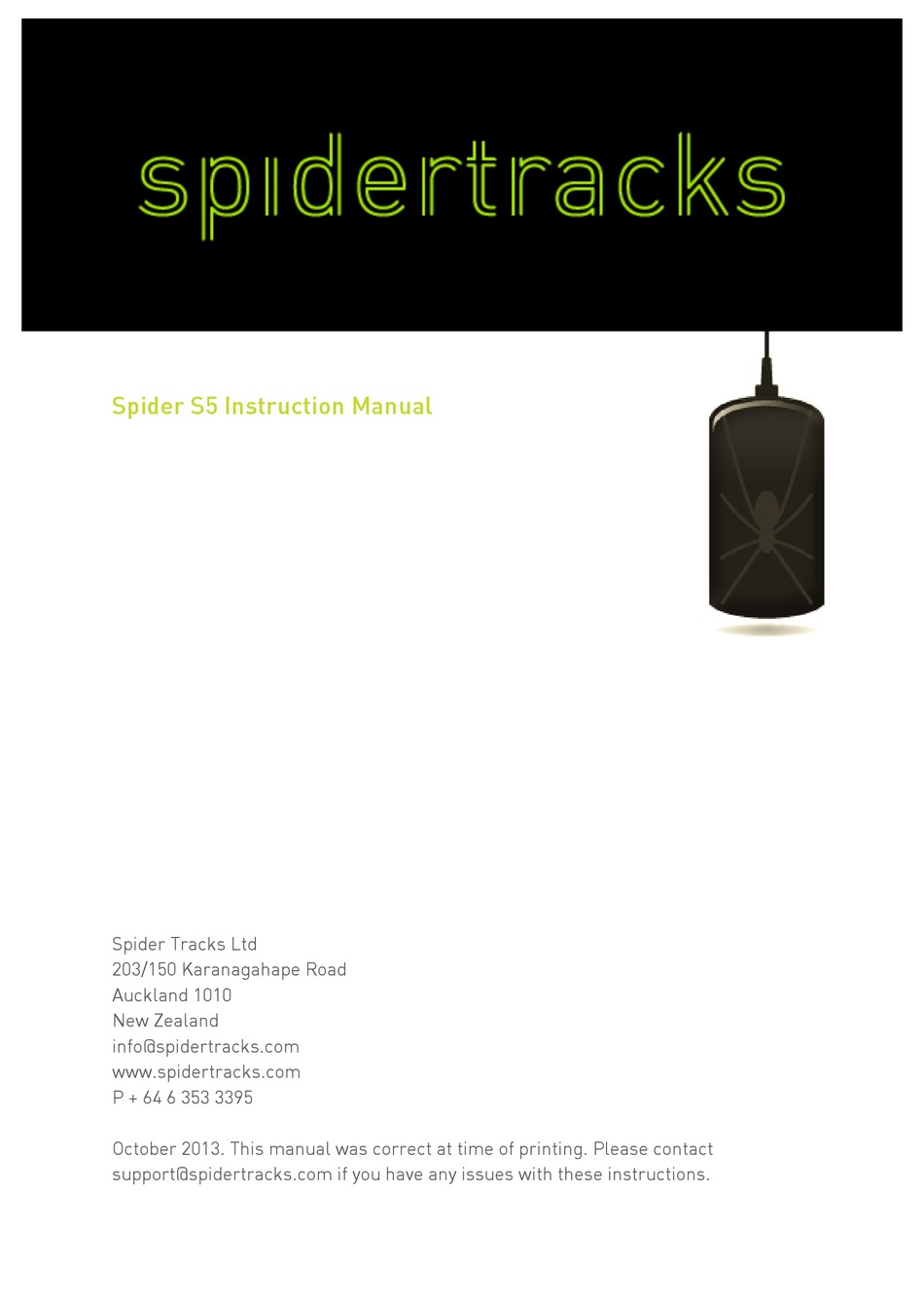 SPIDERTRACKS SPIDER S5 INSTRUCTION MANUAL Pdf Download ManualsLib