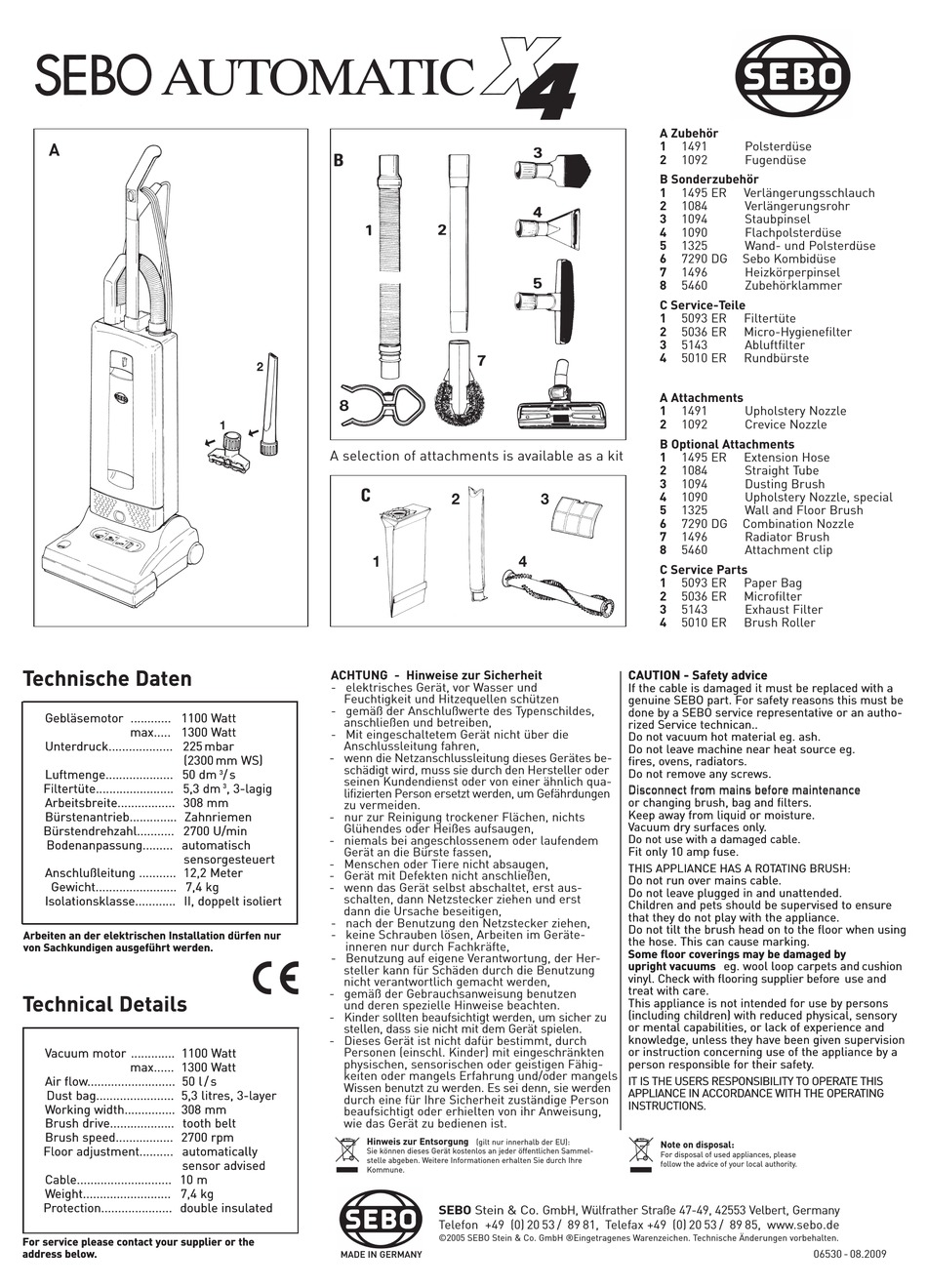 SEBO AUTOMATIC X4 INSTRUCTION MANUAL Pdf Download | ManualsLib