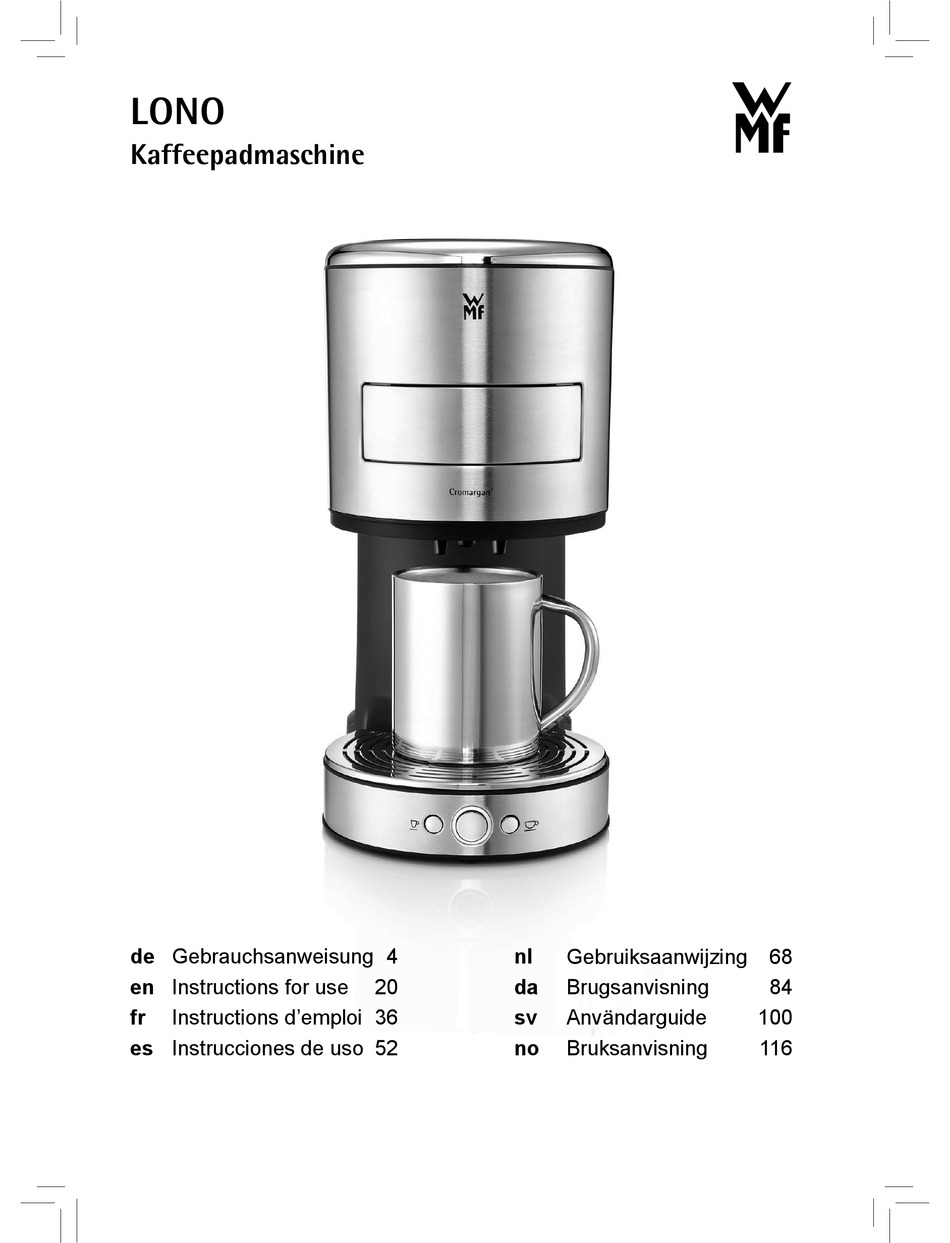 WMF LONO INSTRUCTIONS FOR USE MANUAL Pdf Download ManualsLib