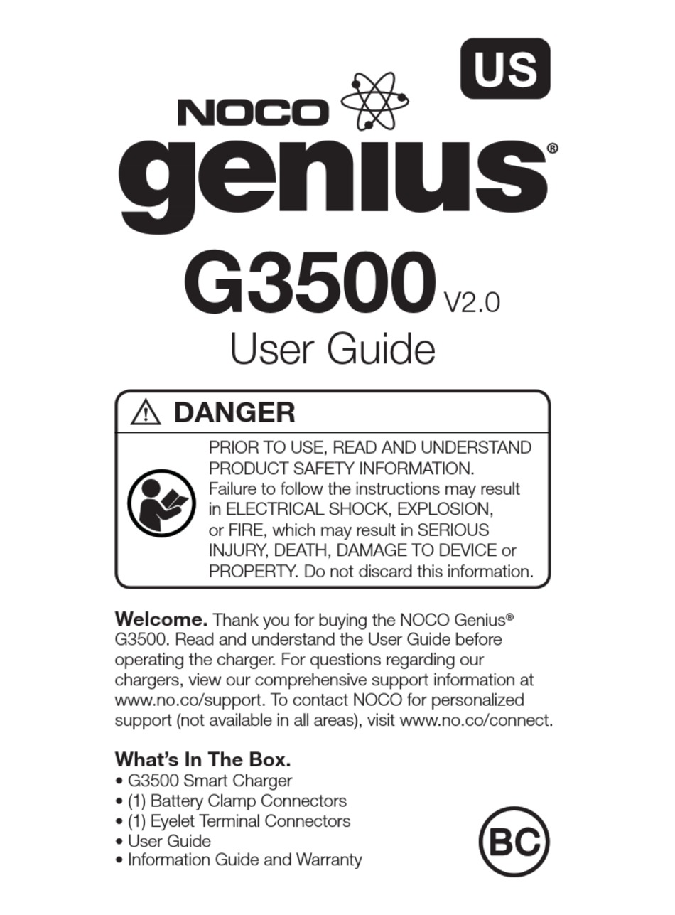 NOCO GENIUS GENIUS G3500 USER MANUAL Pdf Download | ManualsLib