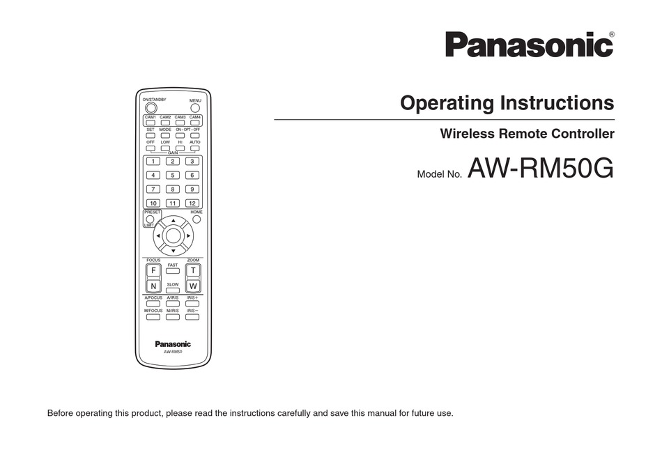 PANASONIC AW-RM50G OPERATING INSTRUCTIONS MANUAL Pdf Download 