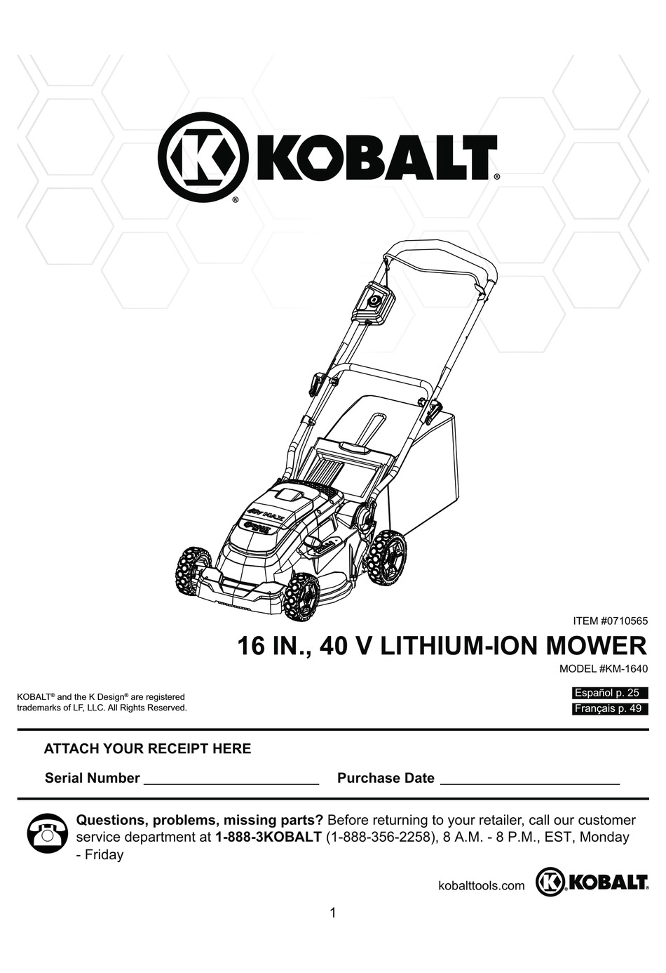 Kobalt Km 1640 Manual Manual Pdf Download Manualslib