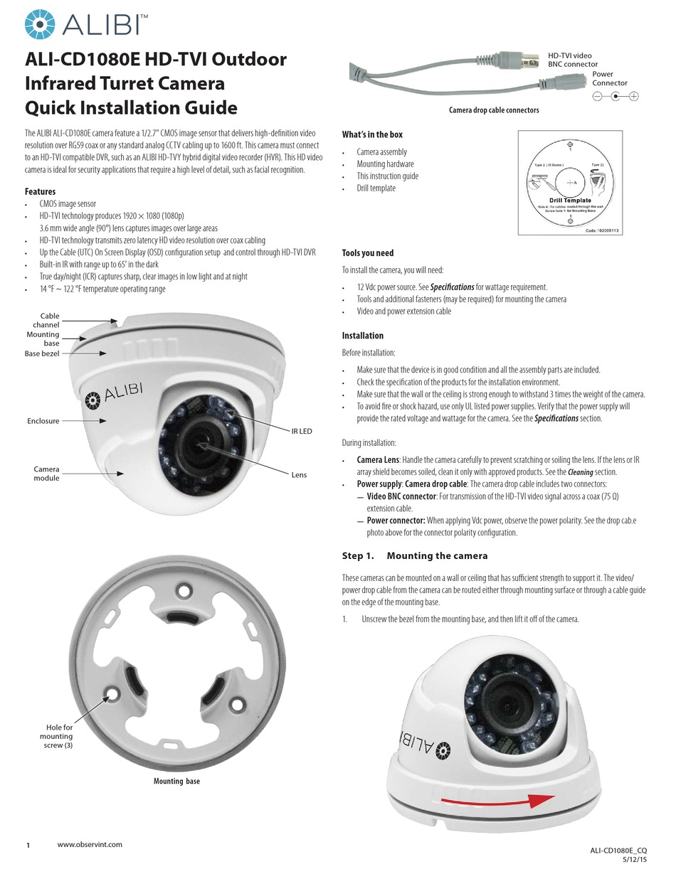 ALIBI ALICD1080E QUICK INSTALLATION MANUAL Pdf Download ManualsLib