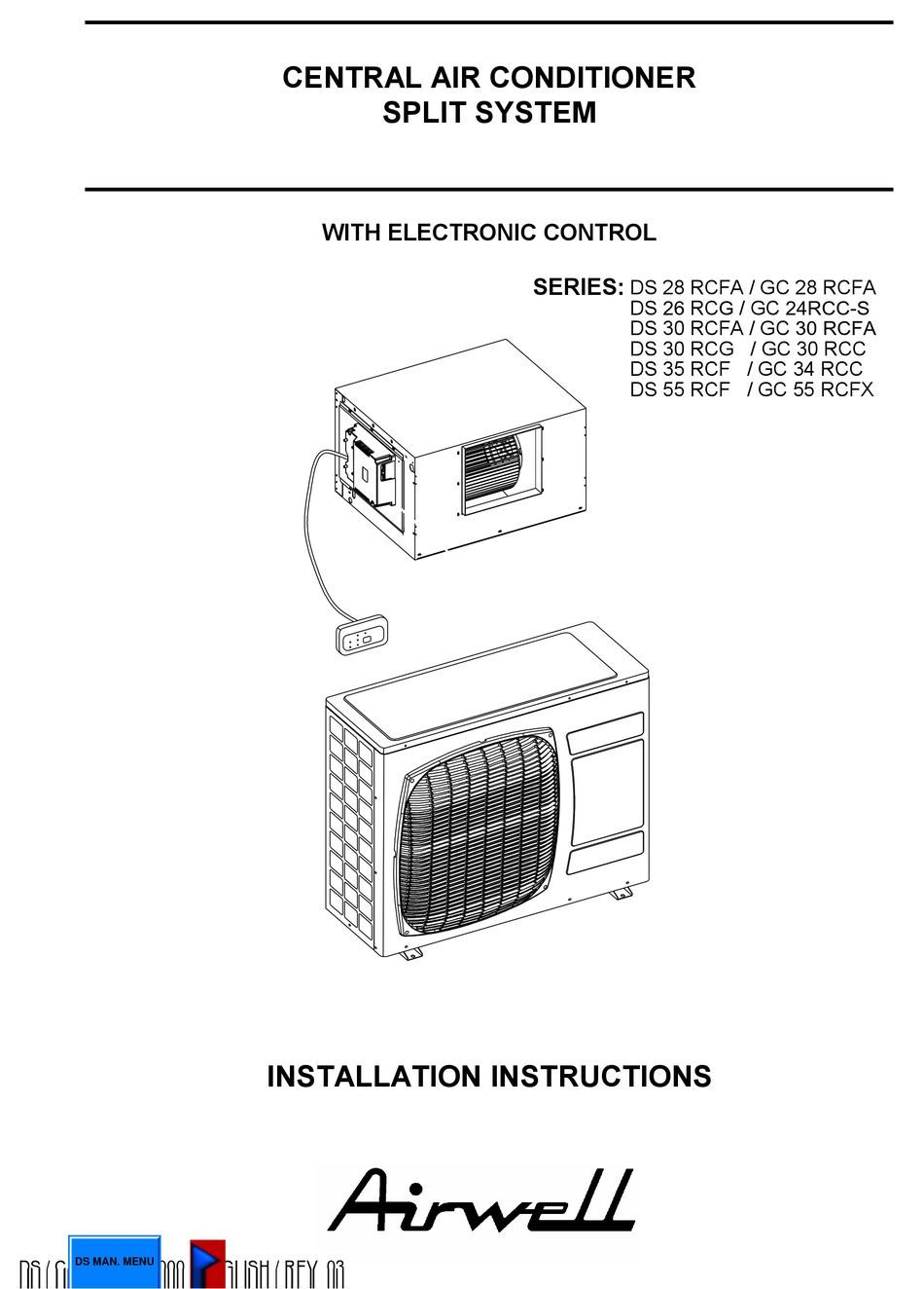 AIRWELL DS 28 RCFA INSTALLATION INSTRUCTIONS MANUAL Pdf Download