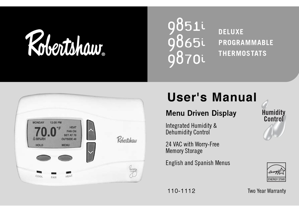 ROBERTSHAW 9851I USER MANUAL Pdf Download | ManualsLib