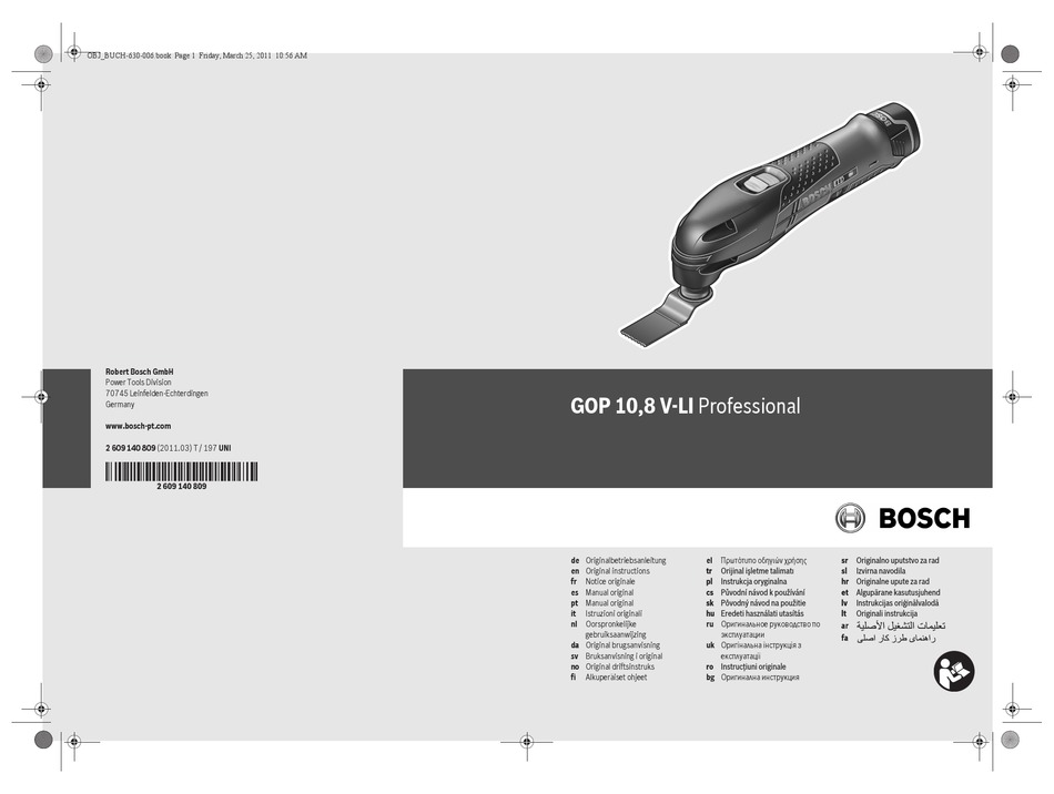 Bosch Gop 10 8 V Li Professional Original Instructions Manual Pdf Download Manualslib