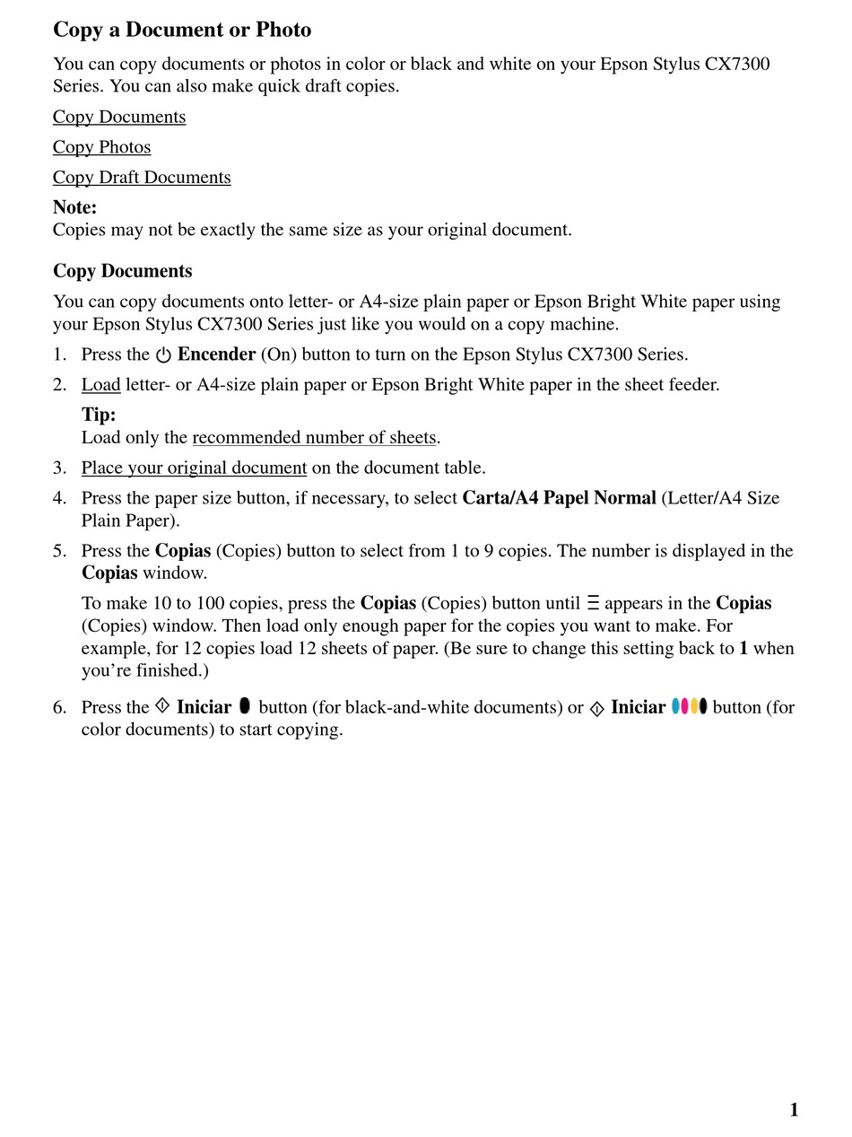 EPSON STYLUS CX7300 USER MANUAL Pdf Download | ManualsLib