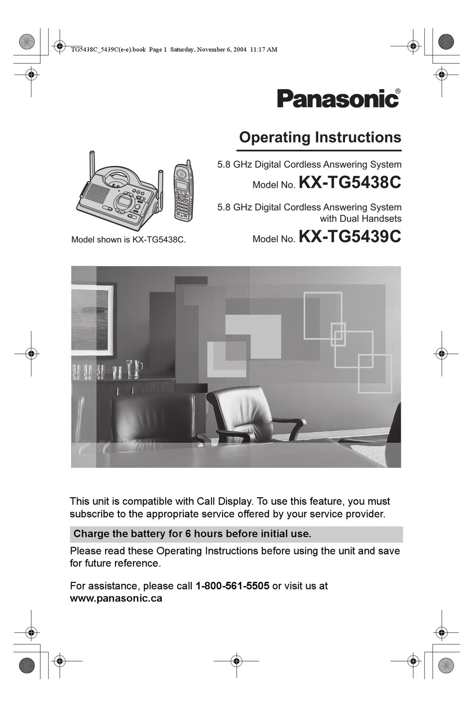 PANASONIC KX-TG5438C OPERATING INSTRUCTIONS MANUAL Pdf Download