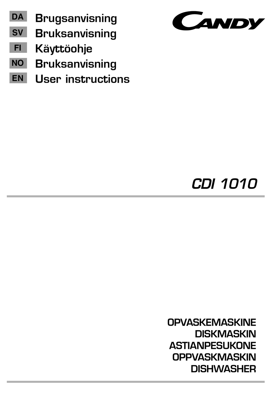 tjene Selvforkælelse Hals CANDY CDI 1010 USER INSTRUCTIONS Pdf Download | ManualsLib
