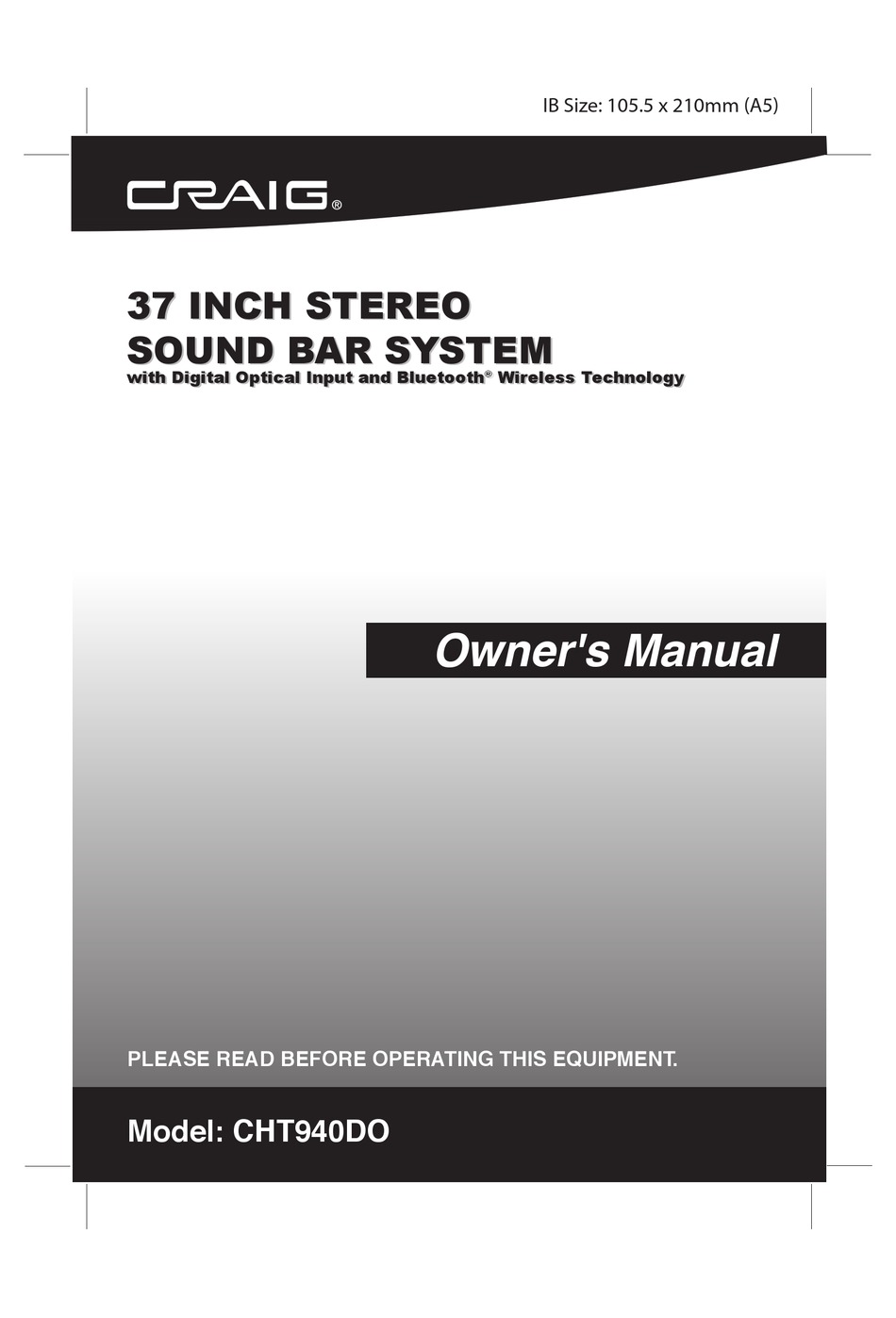 craig 37 soundbar with bluetooth