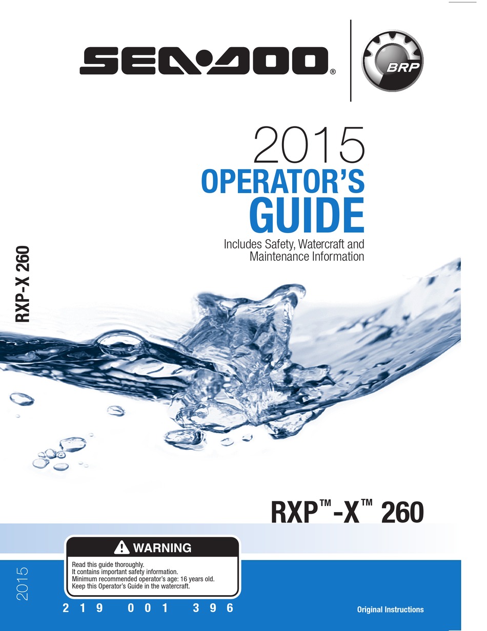 SEADOO RXPX 260 OPERATOR'S MANUAL Pdf Download ManualsLib