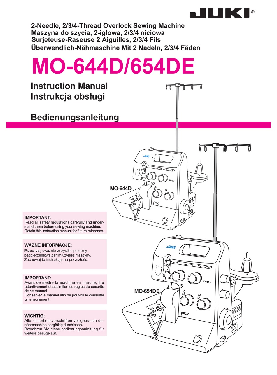 JUKI MO-644D INSTRUCTION MANUAL Pdf Download | ManualsLib