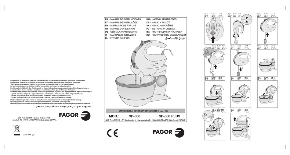 FAGOR SP350 INSTRUCTIONS FOR USE MANUAL Pdf Download ManualsLib