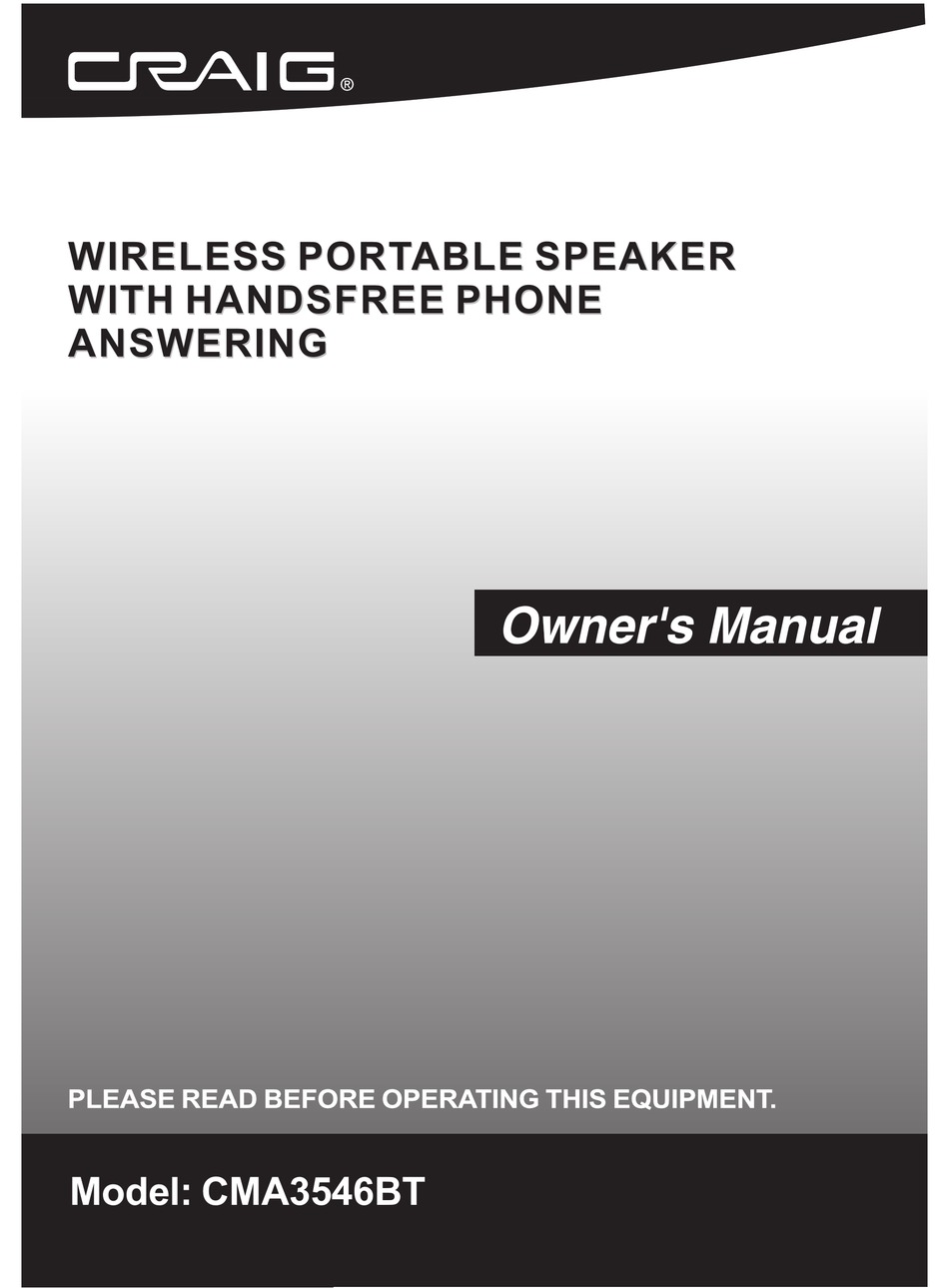 CRAIG CMA3546BT OWNER'S MANUAL Pdf Download | ManualsLib