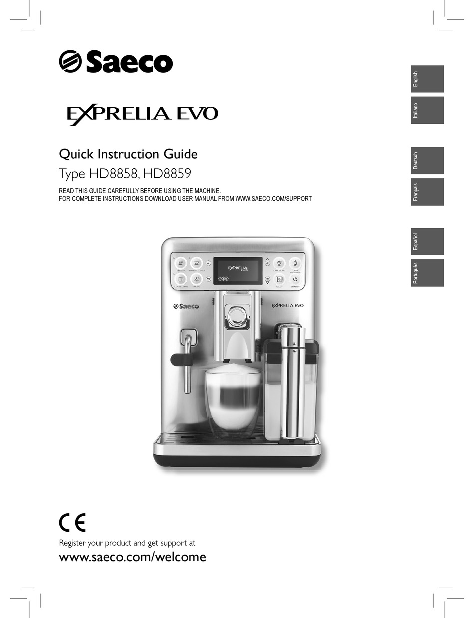 SAECO HD8858 EXPRELIA EVO QUICK INSTRUCTION MANUAL Pdf Download ManualsLib