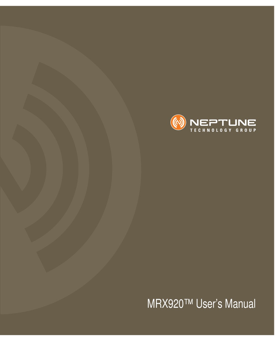 NEPTUNE MRX920 USER MANUAL Pdf Download ManualsLib