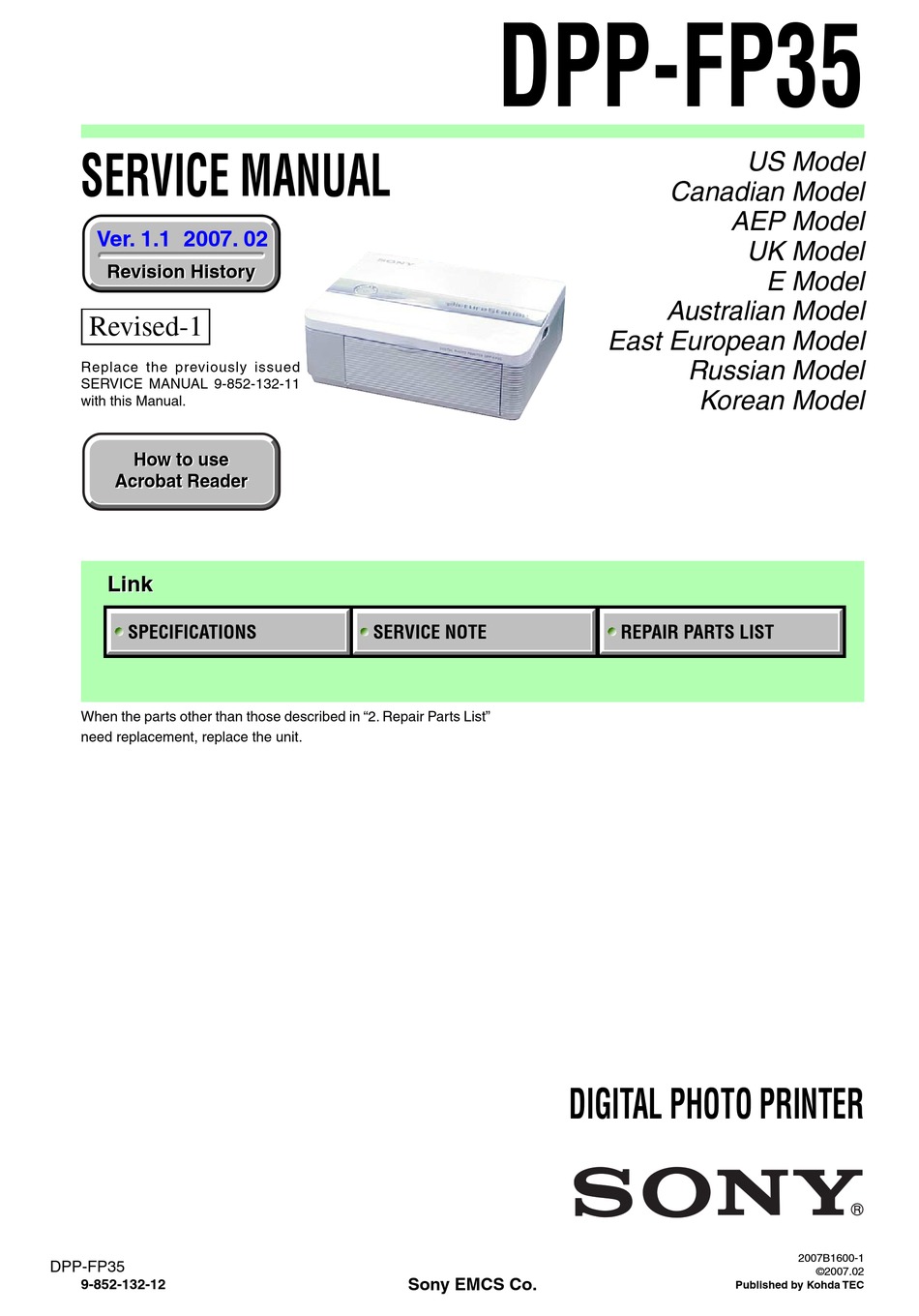 SONY DPPFP35 SERVICE MANUAL Pdf Download ManualsLib