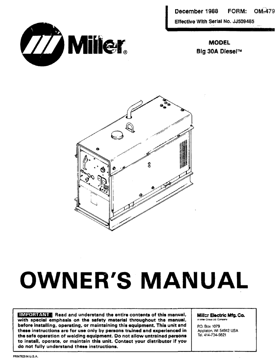 MILLER 30A OWNER'S MANUAL Pdf Download | ManualsLib