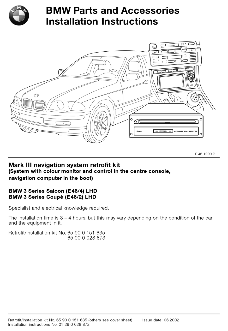 BMW 65 90 0 151 635 INSTALLATION INSTRUCTIONS MANUAL Pdf Download ...