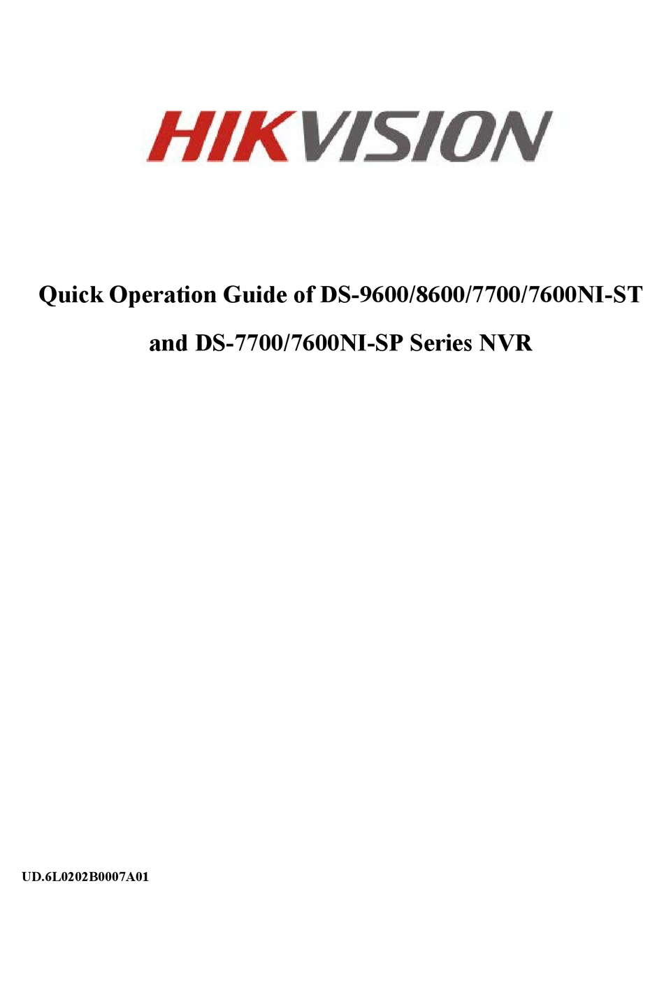 Hikvision Ds 9600ni St Series Quick Operation Manual Pdf Download Manualslib