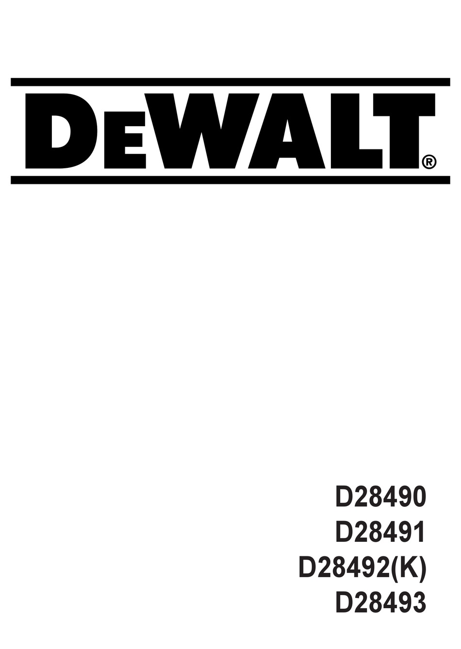DEWALT D28490 HANDLING INSTRUCTIONS MANUAL Download | ManualsLib